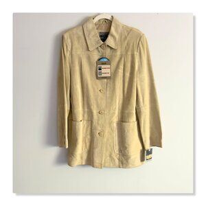 AR A. Bernardo Fashions Washable Suede Jacket in Butter Style 71565 Sz L NWT